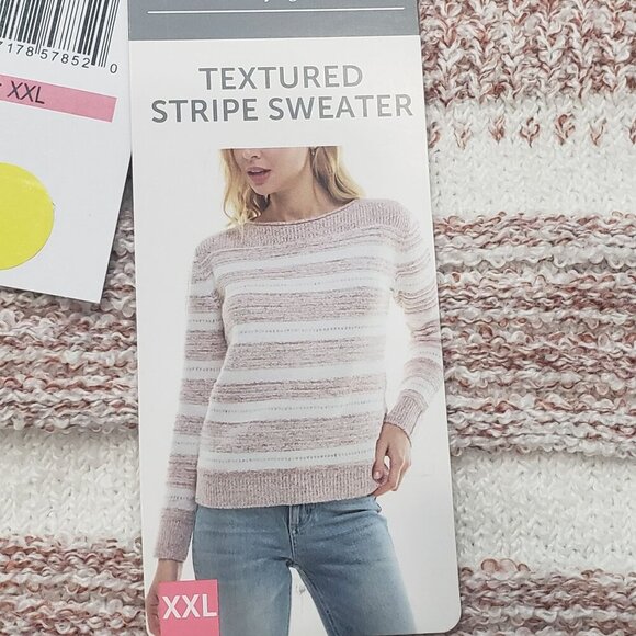 Berkley Jensen Textured Stripe Sweater Soft Cozy Preppy Retro Womens XXL 2XL - Picture 8 of 12